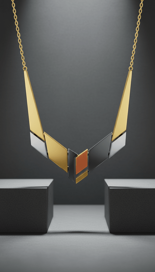 Architectural High-Polish Geometric Necklace - Mascustom