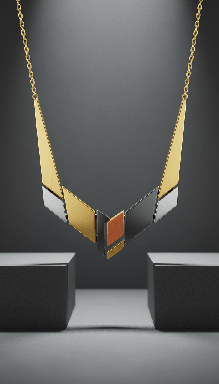 Architectural High-Polish Geometric Necklace - Mascustom
