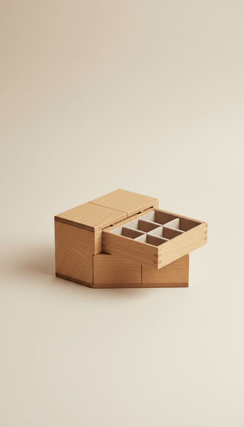Blonde Oak Modular Jewelry Display Case - Mascustom
