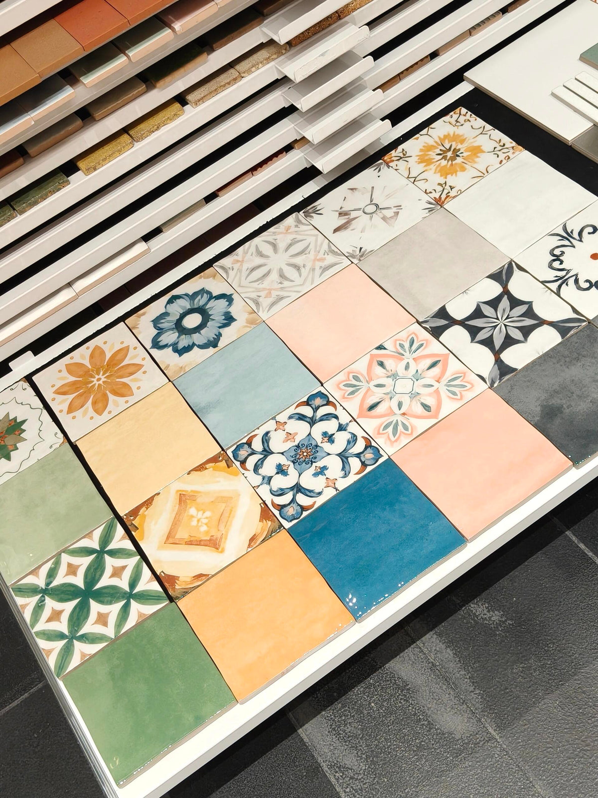 Decorative patterned tile sample collection