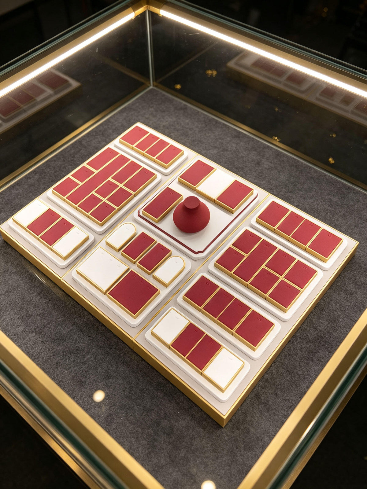 Red white modular jewelry display tray set