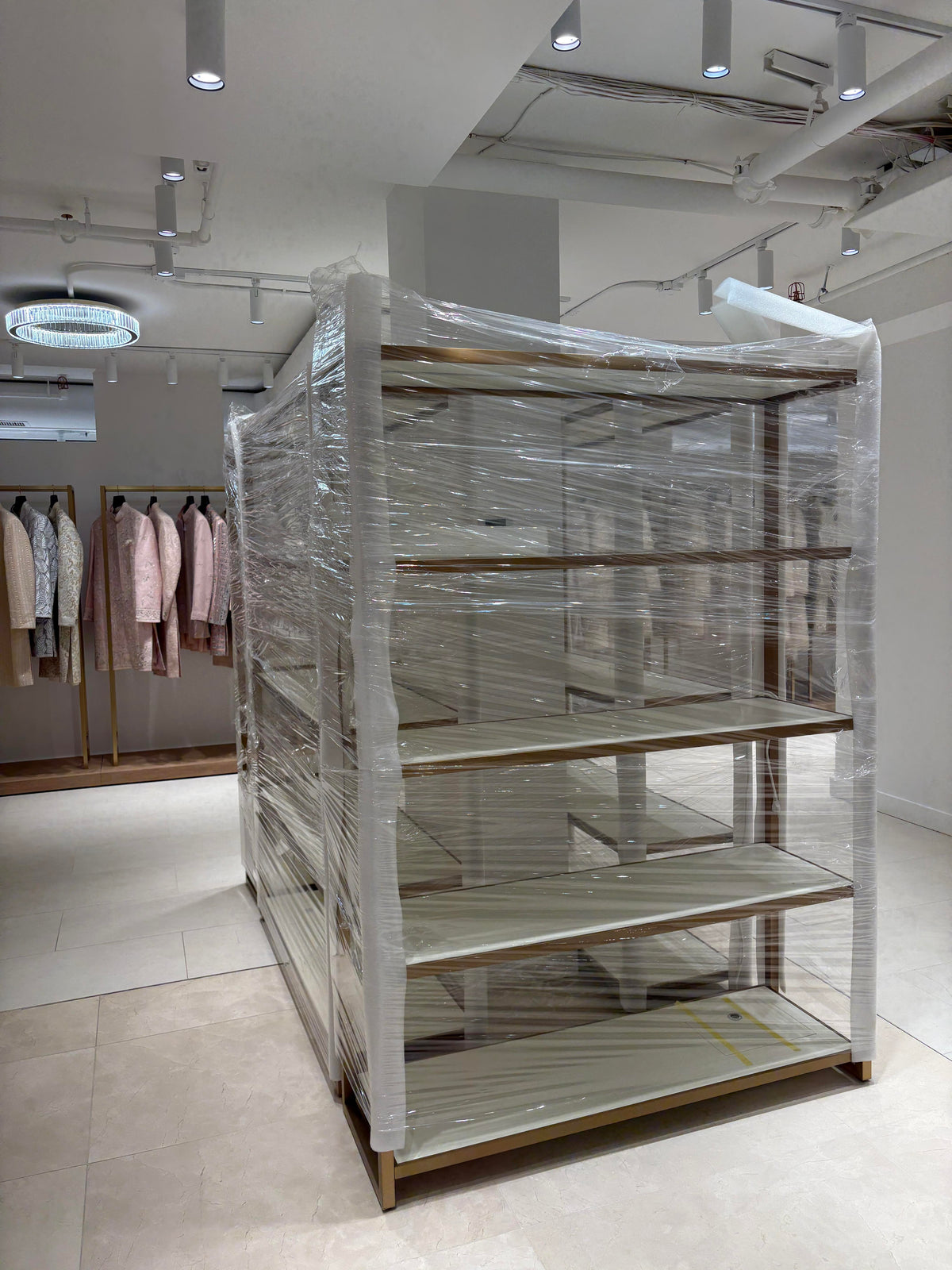 Retail fixtures prepared for delivery and installation