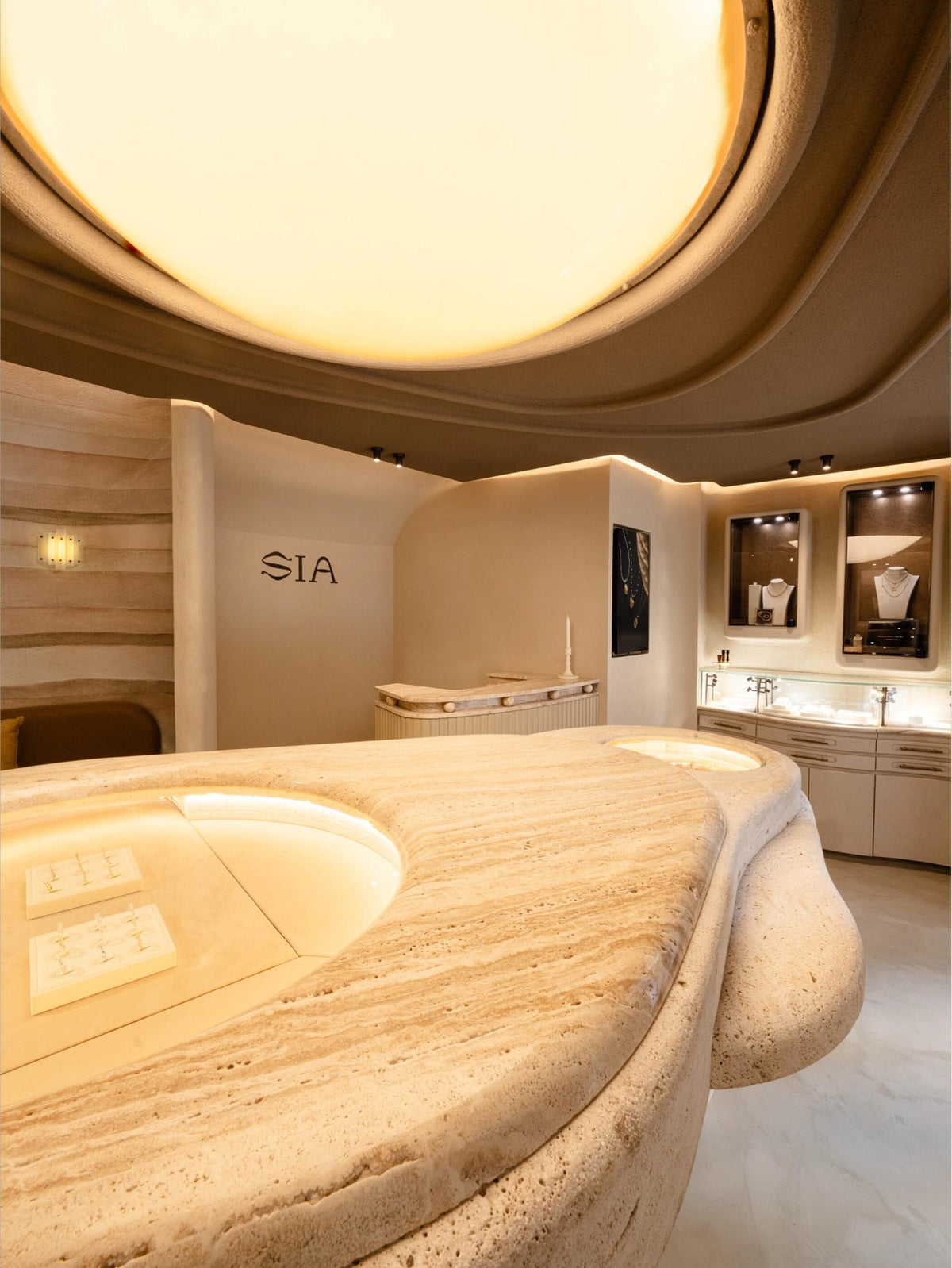 Warm natural retail interior and material palette by Mascustom 7