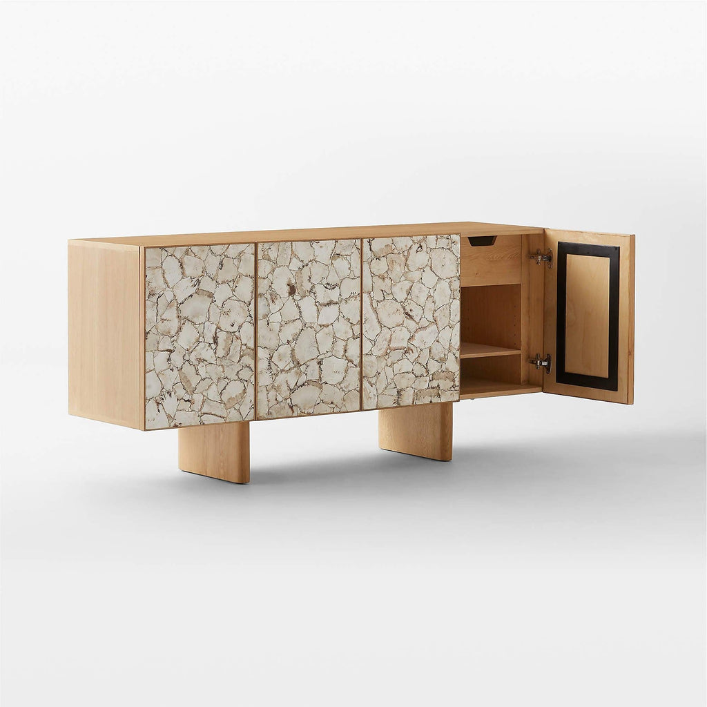 Mascustom 64" Stone and White Oak Wood Credenza - Mascustom