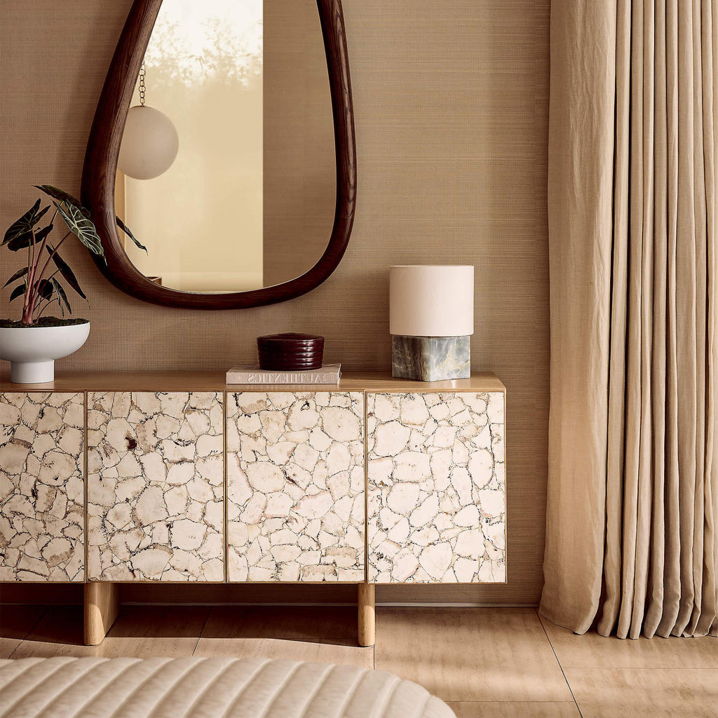 Mascustom 64" Stone and White Oak Wood Credenza - Mascustom