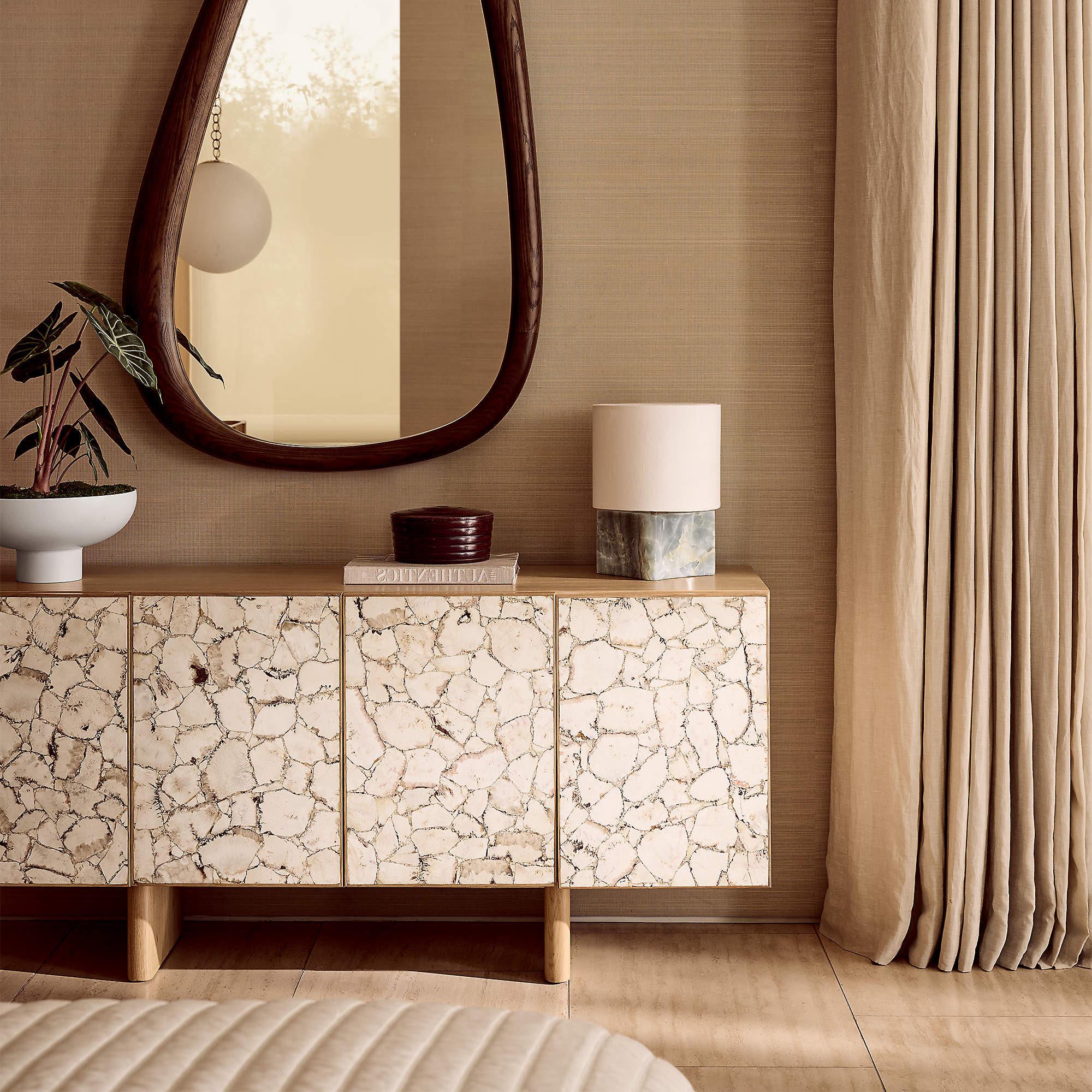 Mascustom 64" Stone and White Oak Wood Credenza - Mascustom
