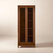 Mascustom Acacia Wood and Glass Door Tall Cabinet - Mascustom