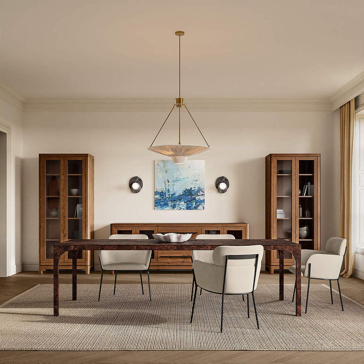 Mascustom Acacia Wood and Glass Door Tall Cabinet - Mascustom