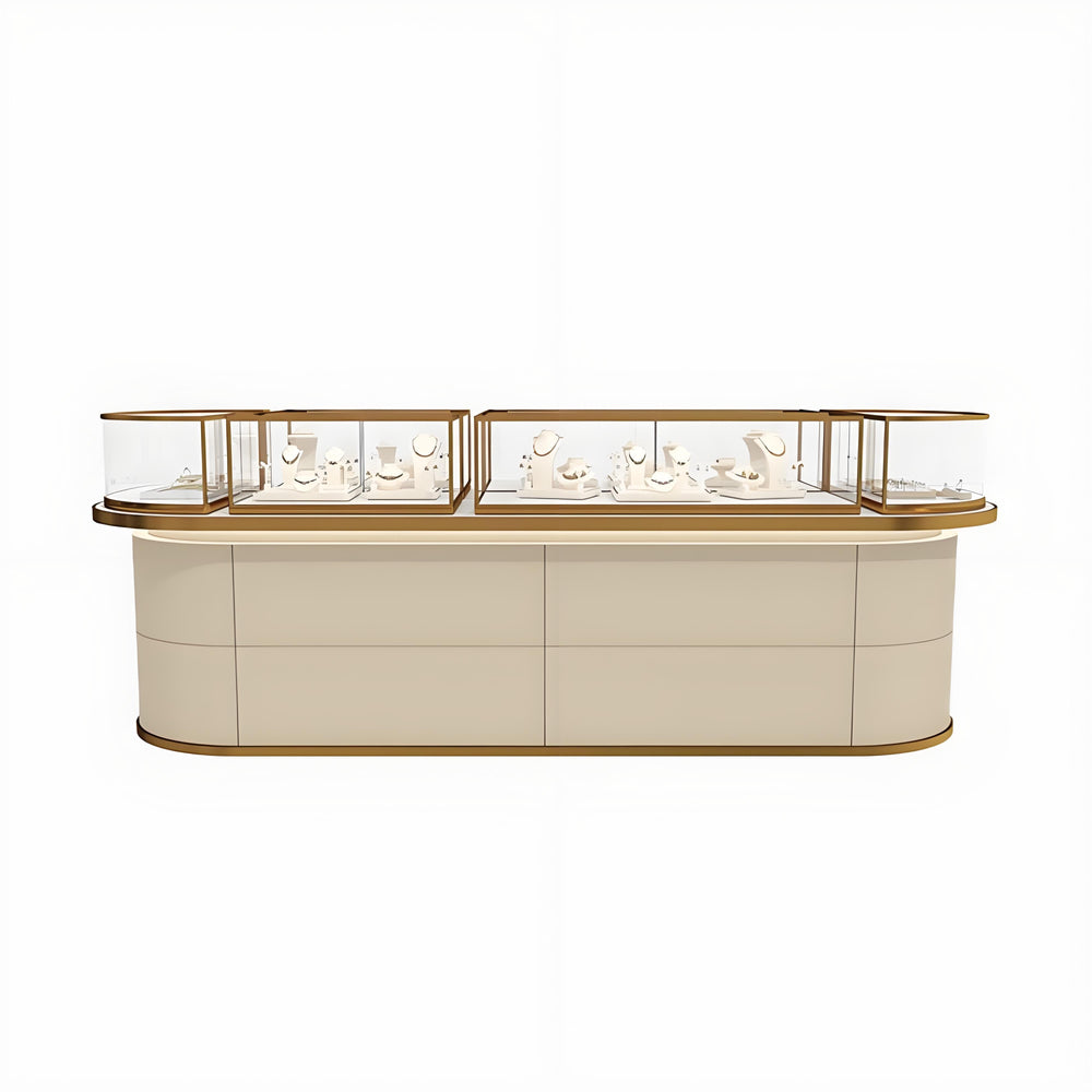 Custom oval high-end jewelry display showcase