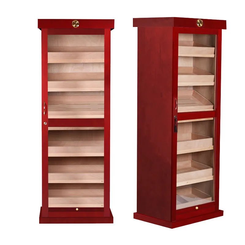 Red Spanish Cedar Single-Door Cigar Cabinet - Mascustom