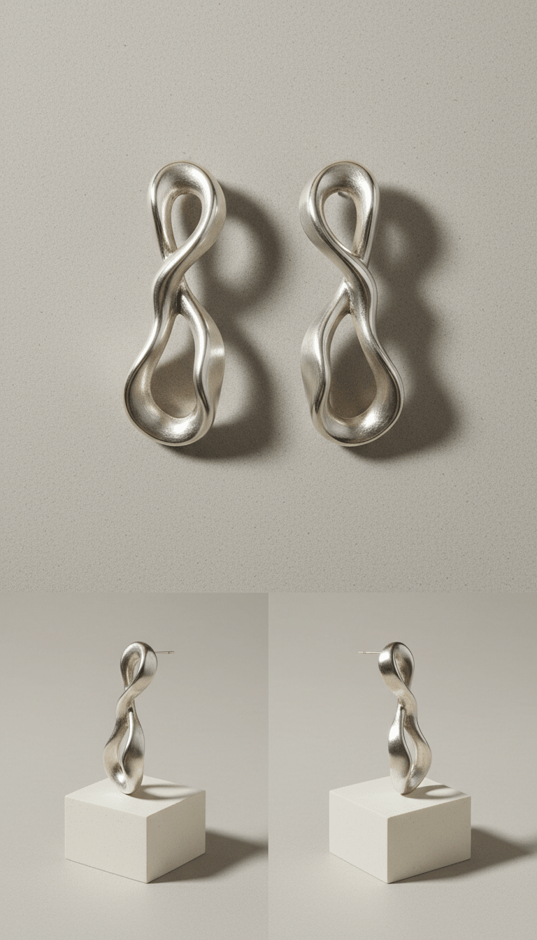 Sterling Silver Sculptural Drop Earrings - Mascustom