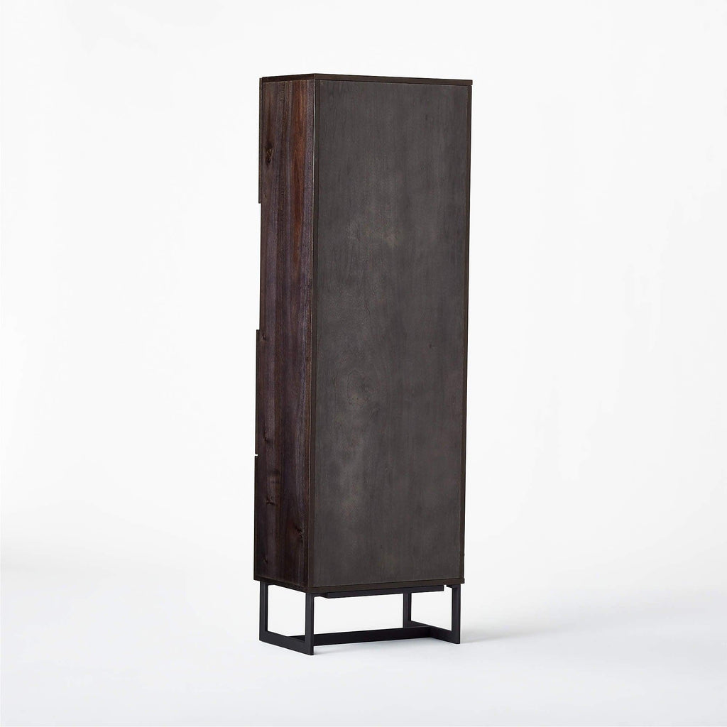 Suspend Bar Cabinet Black Marble and Dark Wood - Mascustom