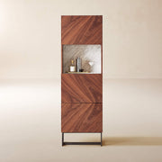 Suspend Bar Cabinet Black Marble and Dark Wood - Mascustom