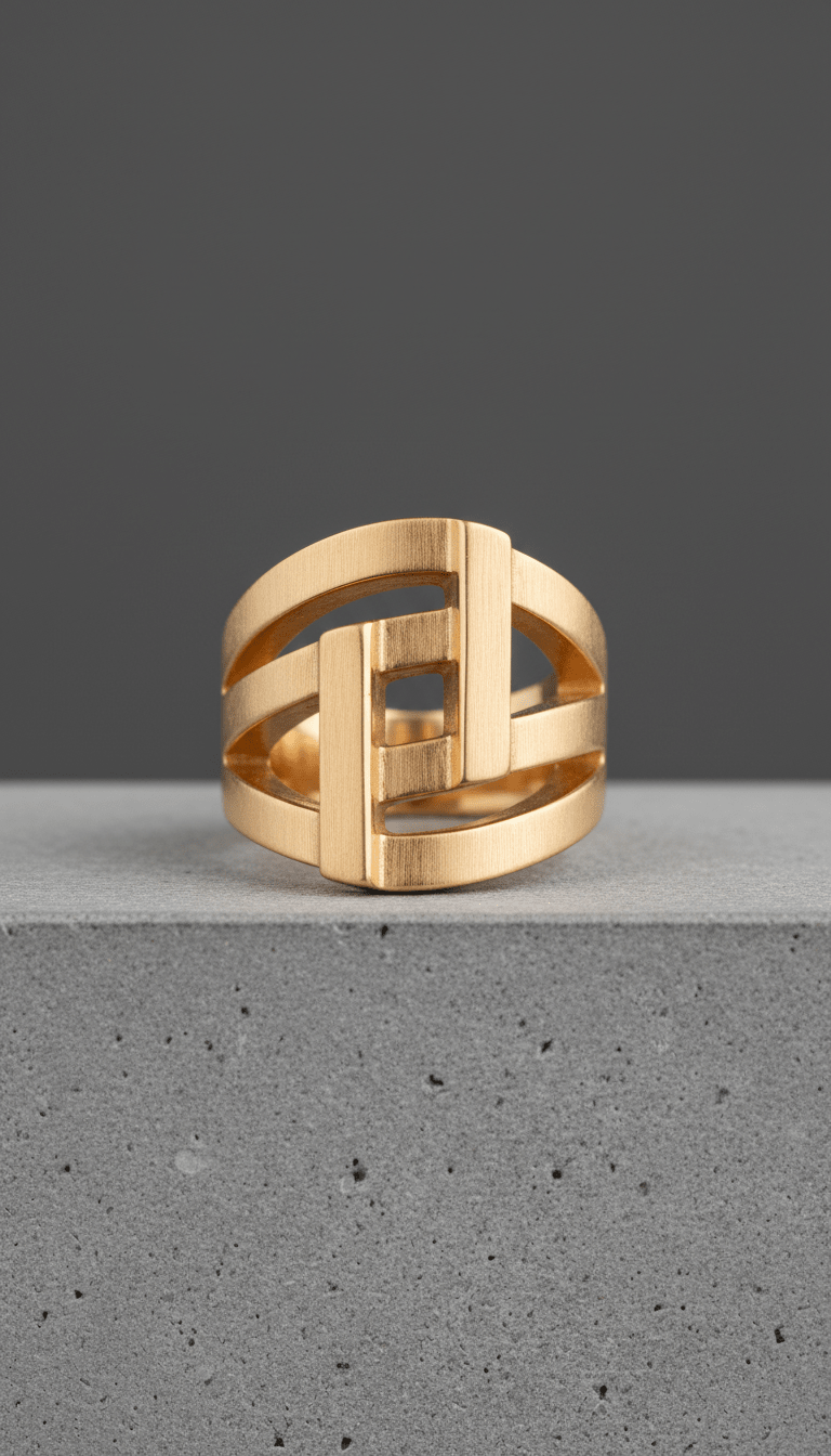 Vermeil Gold Geometric Statement Ring - Mascustom